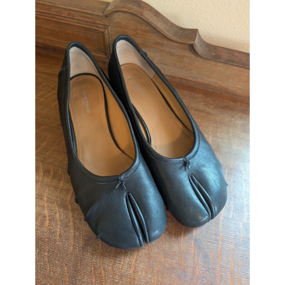 Maison Margiela Tabi New Ballerina 30 Pumps Heel Split Toe 40/ 9 Black Leather